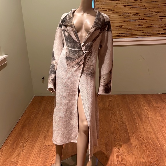 Yoshi Yoshi Long Graphic Cardigan Sweater With Shawl Collar Size XL